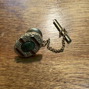 Vintage Gold Tie Tack with Chain